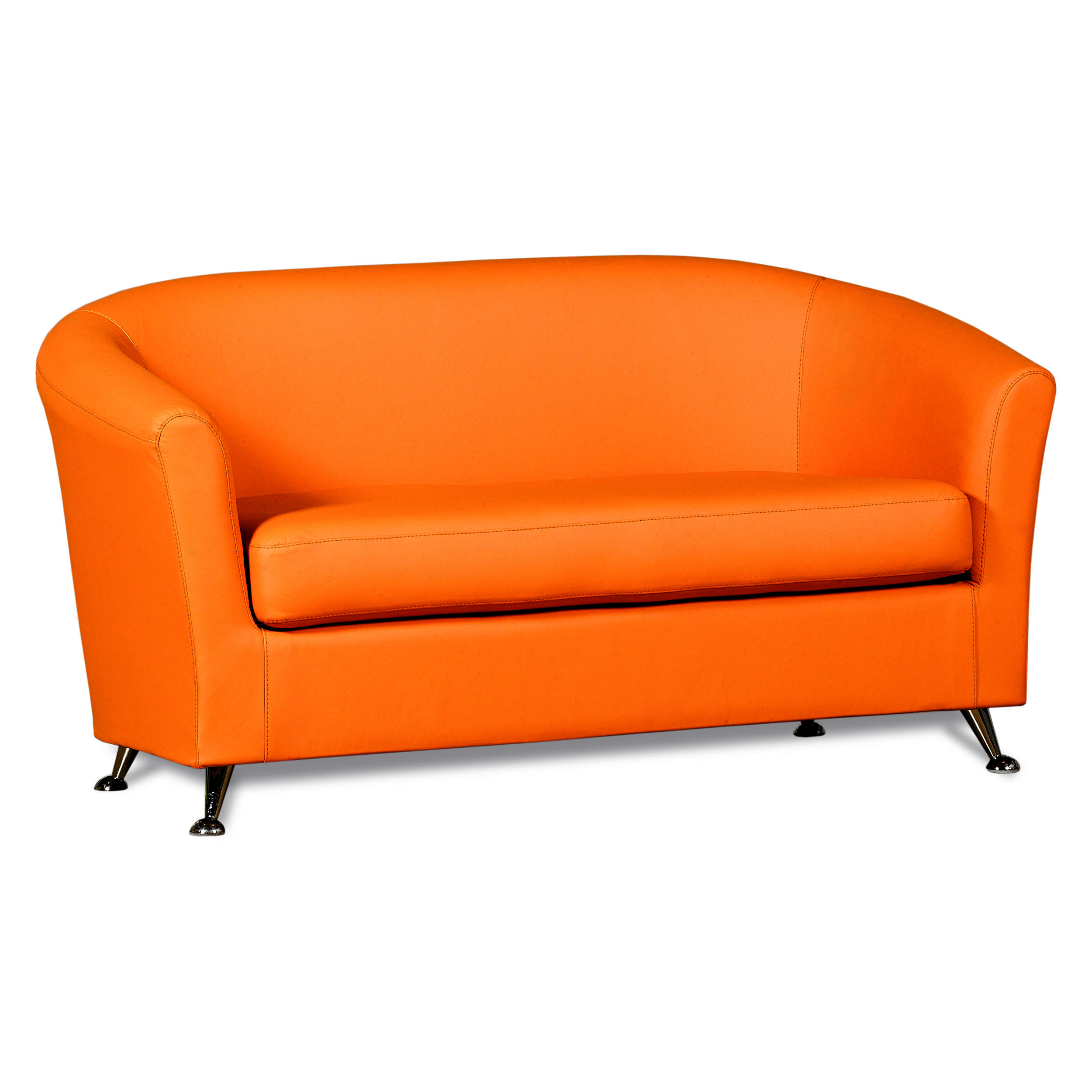 диван из оранжевой экокожи